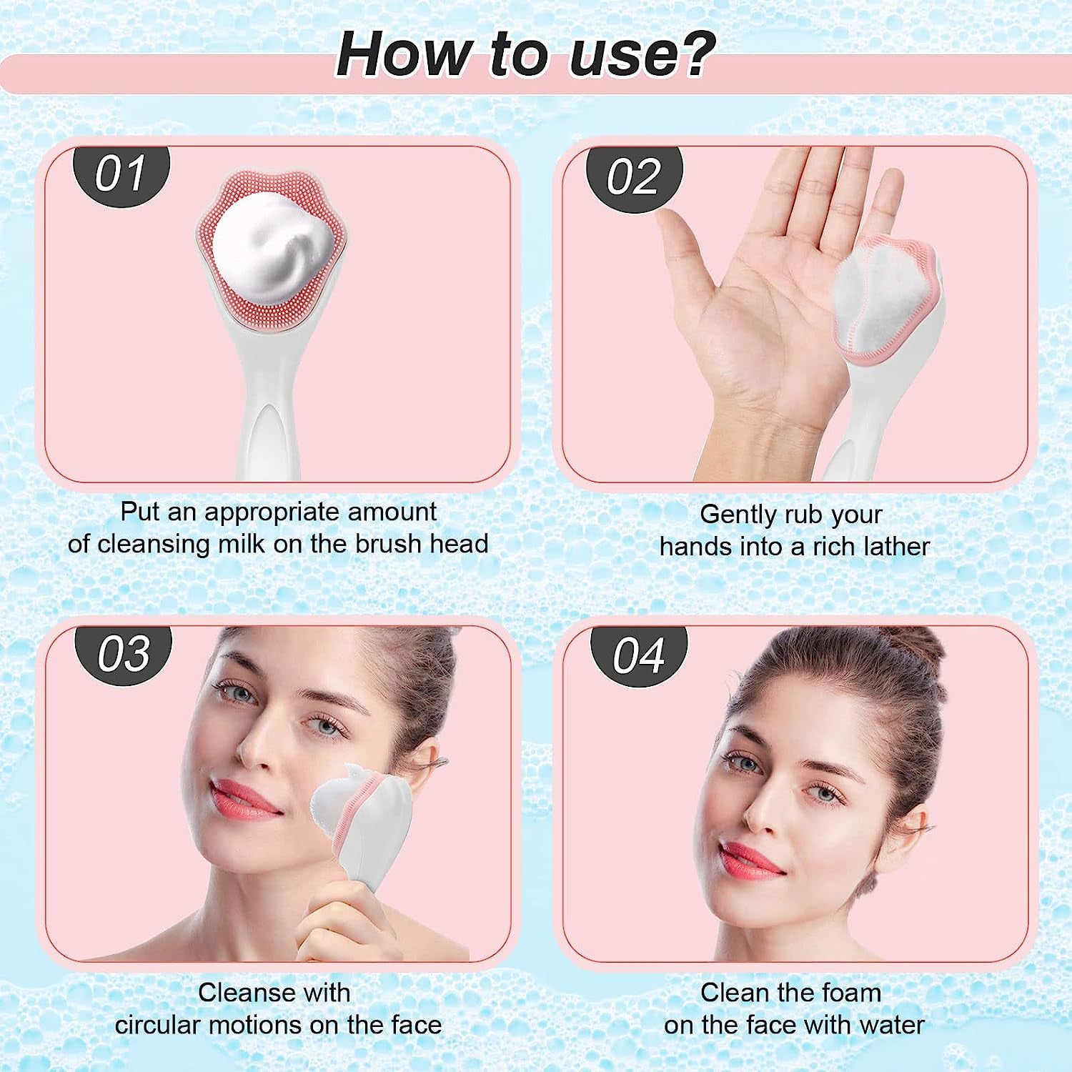 Silicone Face Scrubber Exfoliating Brush, Manual Handheld Facial Cleansing Brush (1 Pc) Silicone Face Scrubber Exfoliating Brush, Manual Handheld Facial Cleansing Brush (1 Pc)